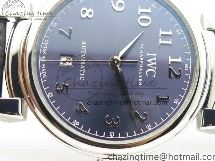 MIROTIME 0201 Da Vinci IW356601 SS TW 1:1 Best Edition Blue Dial On Black Leather Strap A Durable 7239